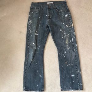 Lee’s Unique Men’s splatter paint bootcut jeans 3X30
